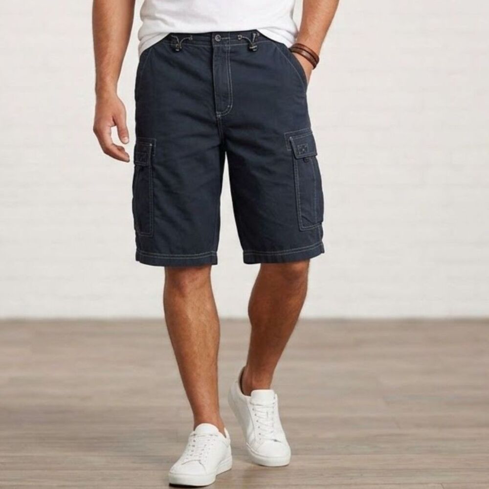 VTG Y2K Utility Men’s Lightweight Navy Blue Utility Cargo Casual Shorts Size 34